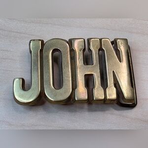 Solid Brass Name JOHN Belt Buckle Vintage By Baron (BBB) Western /Taiwan ROC